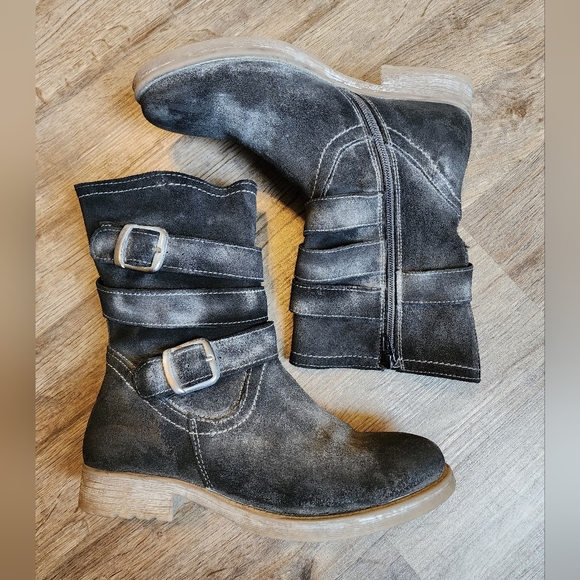 ROAN by Bed Stu Lola Suede Leather Boots Black - Size 7-1/2 - EUC - Picture 2 of 9